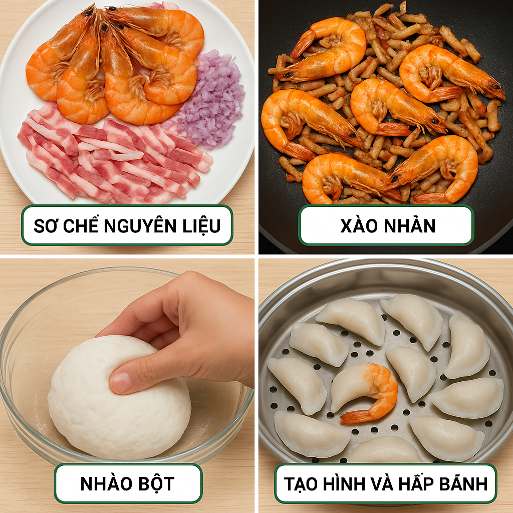 Cách làm bánh bột lọc nhân trần đơn giản mà ngon Các bước làm bánh bột lọc cần thực hiện