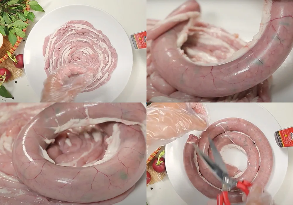 Lòng heo nhồi thịt chiên ngon lạ, ai ăn cũng mê Cách nhồi nhân lòng heo