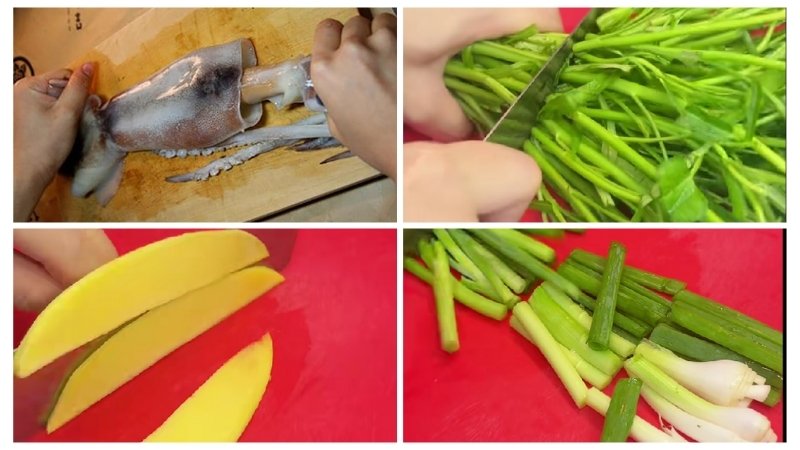 Cách làm món mực hấp cuốn rau muống – Món ngon lạ miệng dễ làm Sơ chế nguyên liệu